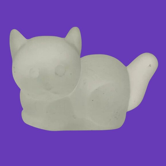 Unbranded Other - Frosted Glass Cat Figurine Vintage Collectible Elegant Home Decor Paperweight